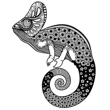 Ornate chameleon vector illustration