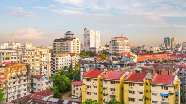 Yangon, Myanmar downtown city skyline.