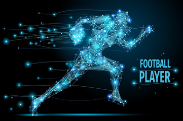 Running footballer polygonal