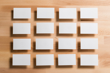 Business card blank on wood background