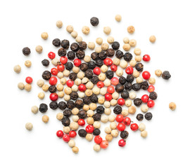 Colorful peppercorn isolated on white background