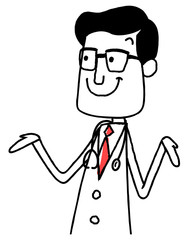 イラスト素材:医師　笑顔でポーズ