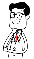 イラスト素材:医師　笑顔で考える