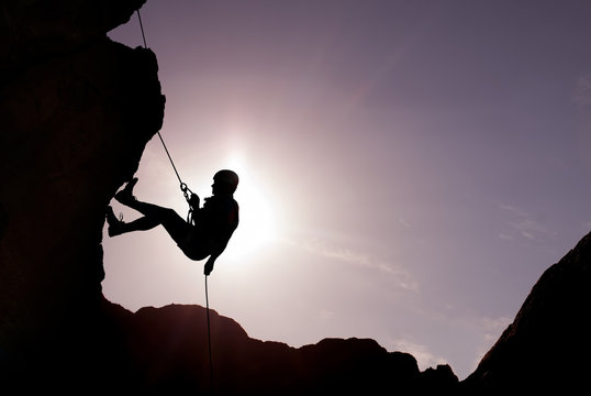 Silhouette of Rock Climber
