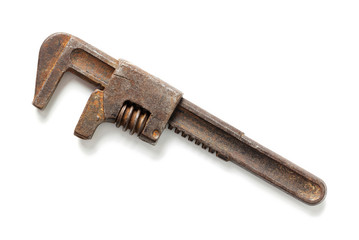 Rusty adjustable monkey wrench
