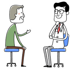イラスト素材:医師と高齢者の患者