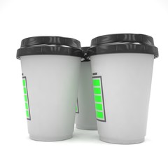 Three paper coffee cups