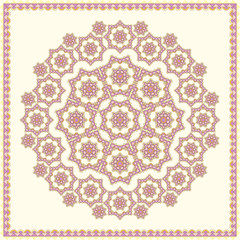 Oriental ornament in soft tones. Pattern in square for shawl, blanket, pillow, etc. Background vector illustration 10 EPS