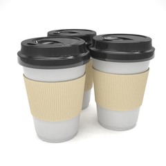 Three paper coffee cups