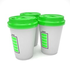 Three paper coffee cups