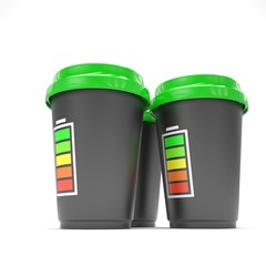 Three paper coffee cups