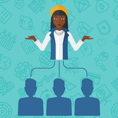 Boss with arms opened.