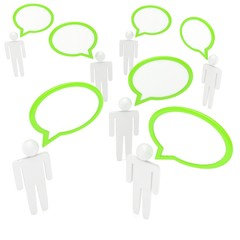 people with talk bubbles isolated over a white background