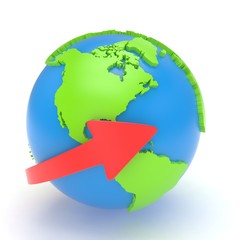 Fototapeta premium Arrow and Earth globe. 3d render