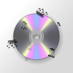 CD background vector with musical notes
