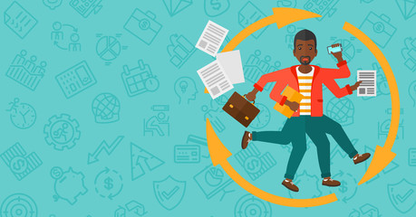 Man coping with multitasking.