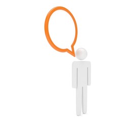 3d man with talk bubbles isolated over a white background