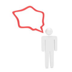 3d man with talk bubbles isolated over a white background
