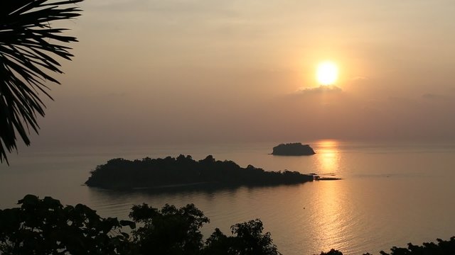 Beautiful sunset on the Koh Chang island, Thailand.