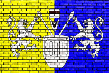 flag of Kingdom of Toro painted on brick wall