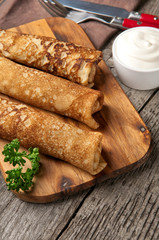 crepes stuffed with meat