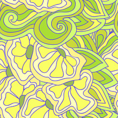 Design seamless pattern. Abstract flowers. Hand drawn background. Perfect for printing on fabric or paper.