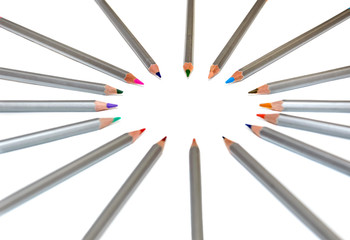Colored pencils isolated on white