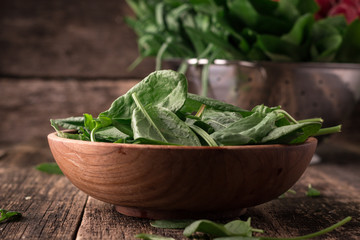 Fresh organic sorrel on table. healthy food