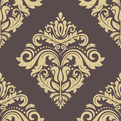 Fototapeta premium Seamless oriental ornament in the style of baroque. Traditional classic vector golden pattern