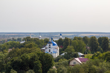 Панорама Переславль-Залесского и Плещеева озера.Вид с высоты птичьего полёта. Россия.
