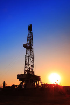 The Silhouette Of Oilfield Derrick