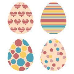 Set of decorative Easter eggs in retro colors.