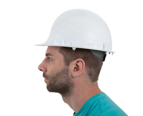 Engineer with hardhat on white background
