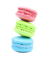 Colorful macaroon on white background