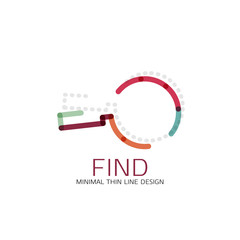 Vector thin line design logo magnifying glass, search and find or zoom logotype concept. Linear minimalistic business icon