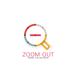 Vector thin line design logo magnifying glass, search and find or zoom logotype concept. Linear minimalistic business icon