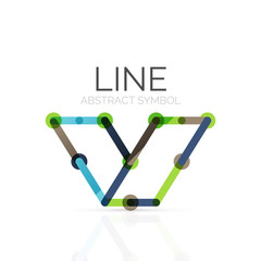 Linear abstract logo, connected multicolored segments of lines geometrical figure