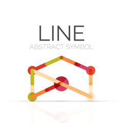 Linear abstract logo, connected multicolored segments of lines geometrical figure