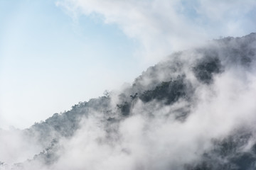 Mountain cover with deep mist.