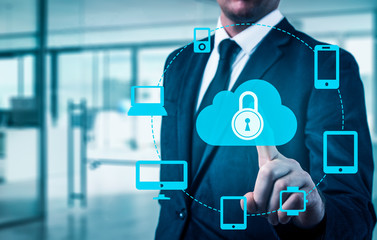 Protect cloud information data concept. Security and safety of cloud data