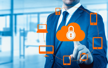 Protect cloud information data concept. Security and safety of cloud data