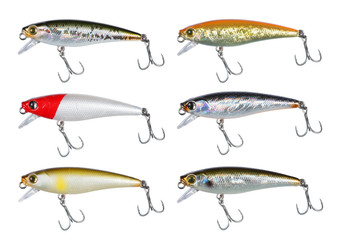 Set of plastic fishing lures for catching huge pike and bass, is