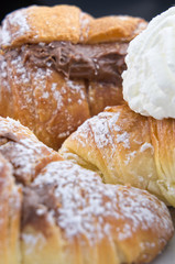 Italian cornetto closeup with copy space