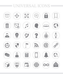 36 universal icons for web and mobile. Vector icon set.