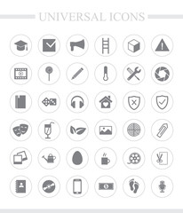 36 universal icons for web and mobile. Vector icon set.