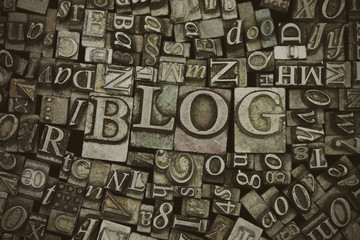 Close up of typeset letters with the word Blog