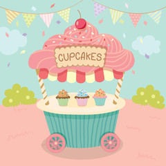 Cupcake pushcart party background