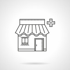 Pharmacy facade flat thin line vector icon