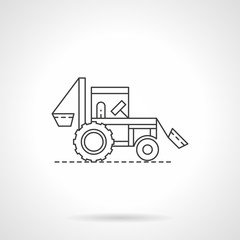 Farm tractor flat thin line vector icon