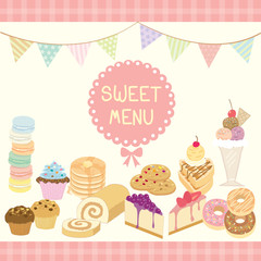 Dessert sweet menu on pink